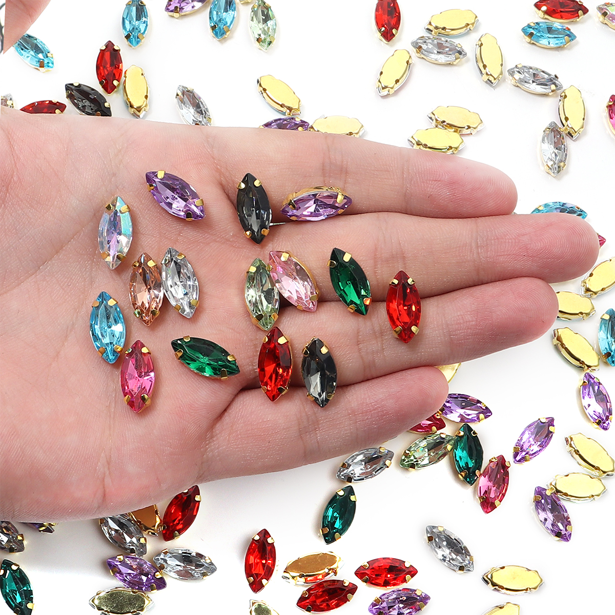 50pcs Horse Eye Shape Stainles - مراجعة Sew On Rhinestone وسعره