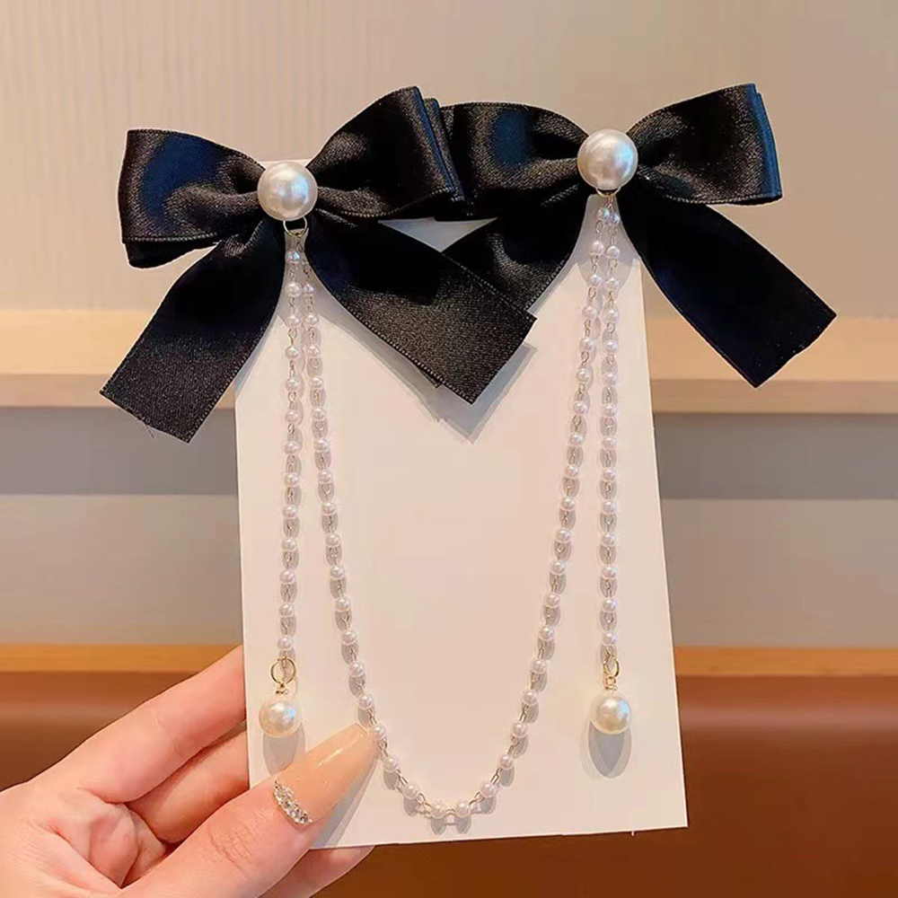 Children's Bow Hair Clip Baby  - مراجعة Pearl Trim Chain وسعره