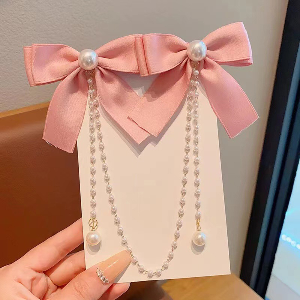 Children's Bow Hair Clip Baby  - مراجعة Pearl Trim Chain وسعره