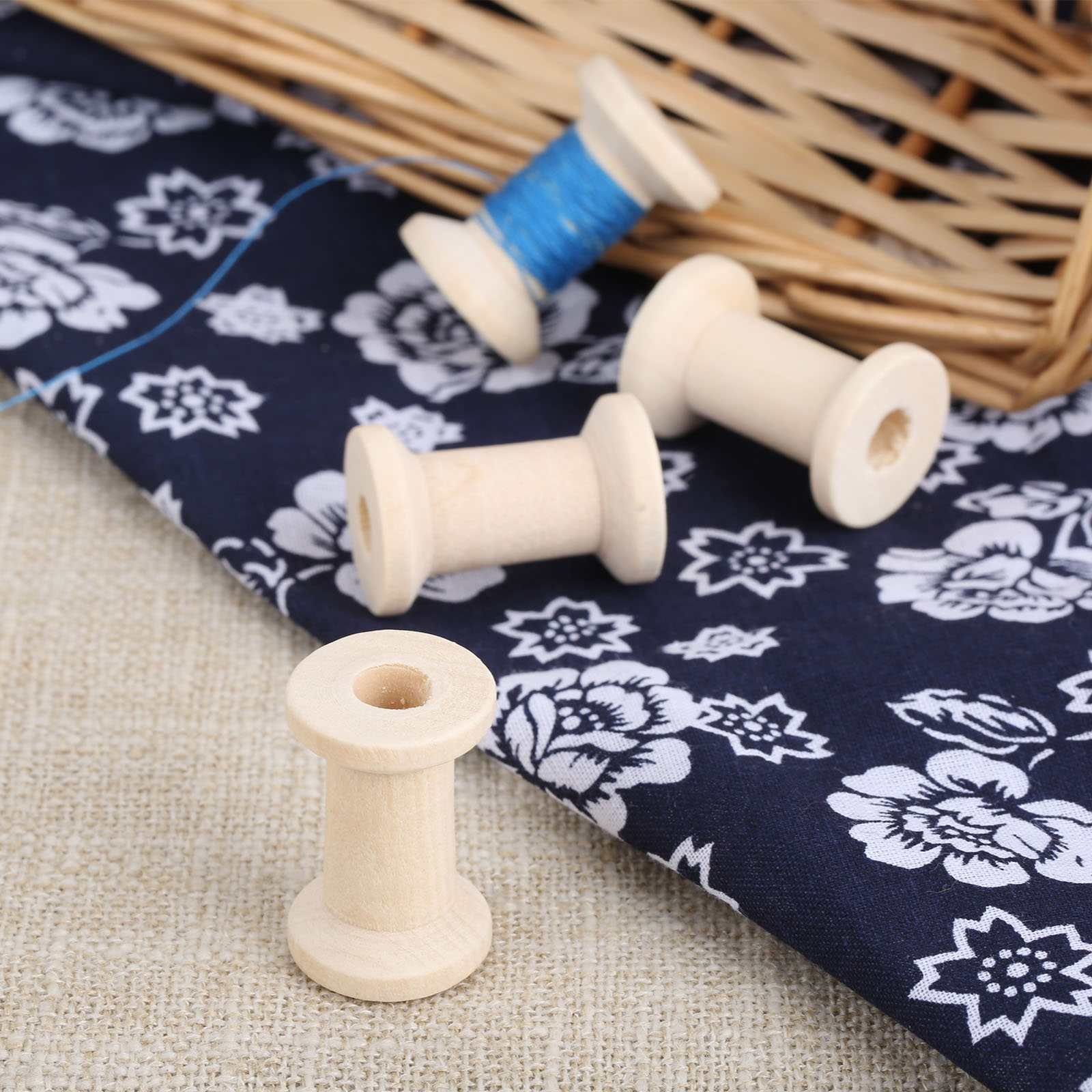 10Pcs Sewing Wooden Bobbins Sp - مراجعة Organza Ribbon Spool وسعره