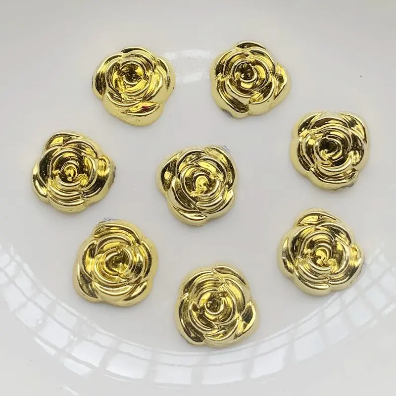 40pcs 14mm Gold Rose Flowers R - مراجعة Embellishment Glue Craft وسعره