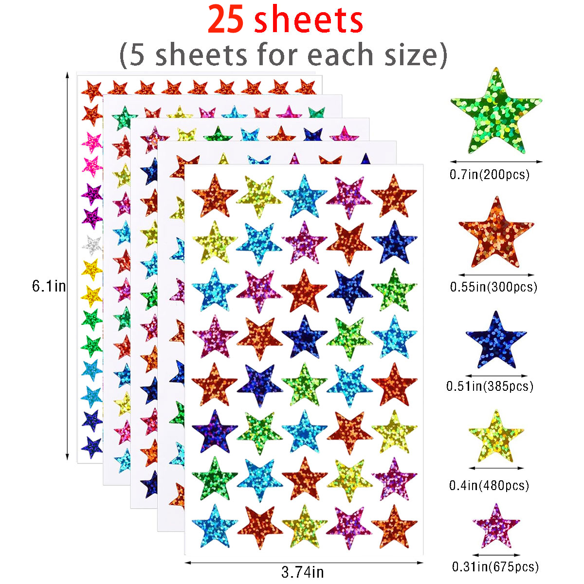 25 sheets Star Stickers 2040pc - مراجعة Glitter Vinyl Roll وسعره