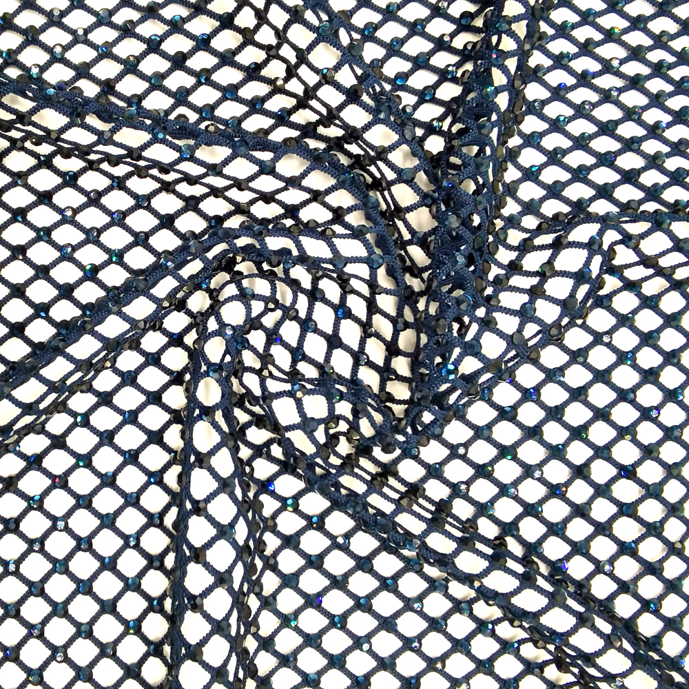SS10 Rhinestones Mesh Navy Col - مراجعة Sew On Rhinestone وسعره