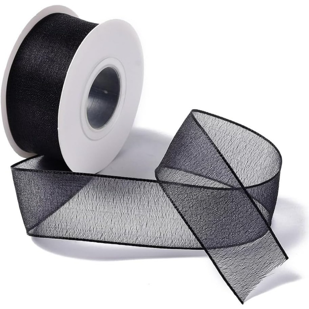 1Inch Black Organza Ribbon Wir - مراجعة Organza Ribbon Spool وسعره