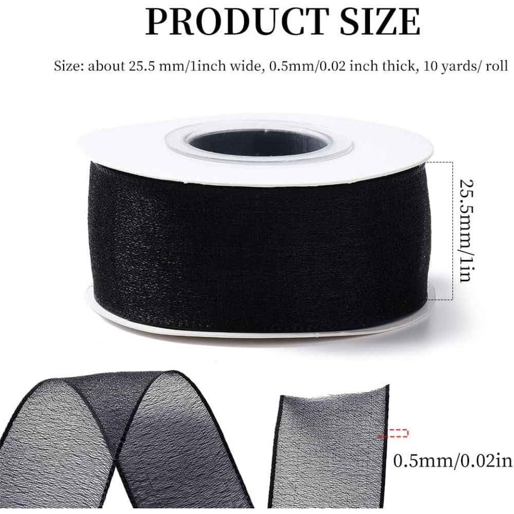 1Inch Black Organza Ribbon Wir - مراجعة Organza Ribbon Spool وسعره