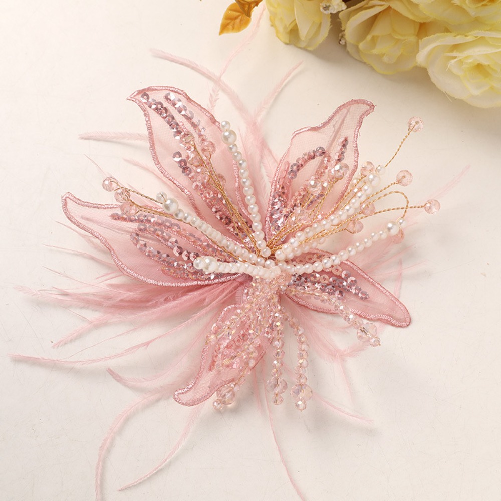 1PC Feather Pearl 3D Organza F - مراجعة Applique Patch Flower وسعره