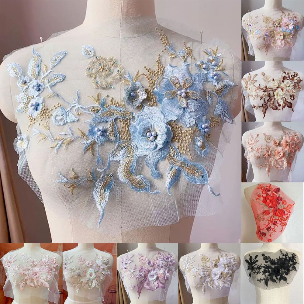 3D Flowers Beaded Lace Fabrics - مراجعة Applique Patch Flower وسعره