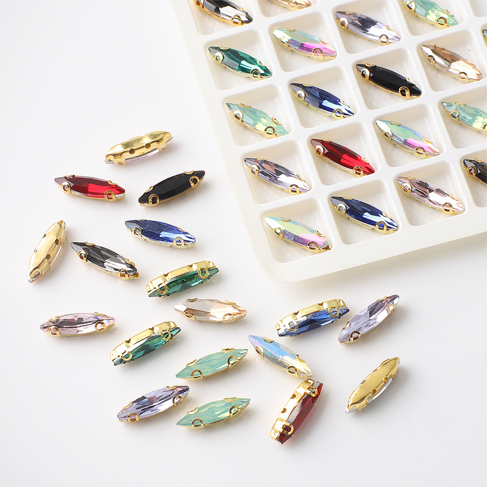 20Pcs 4x15mm Horse eye Crystal - مراجعة Sew On Rhinestone وسعره