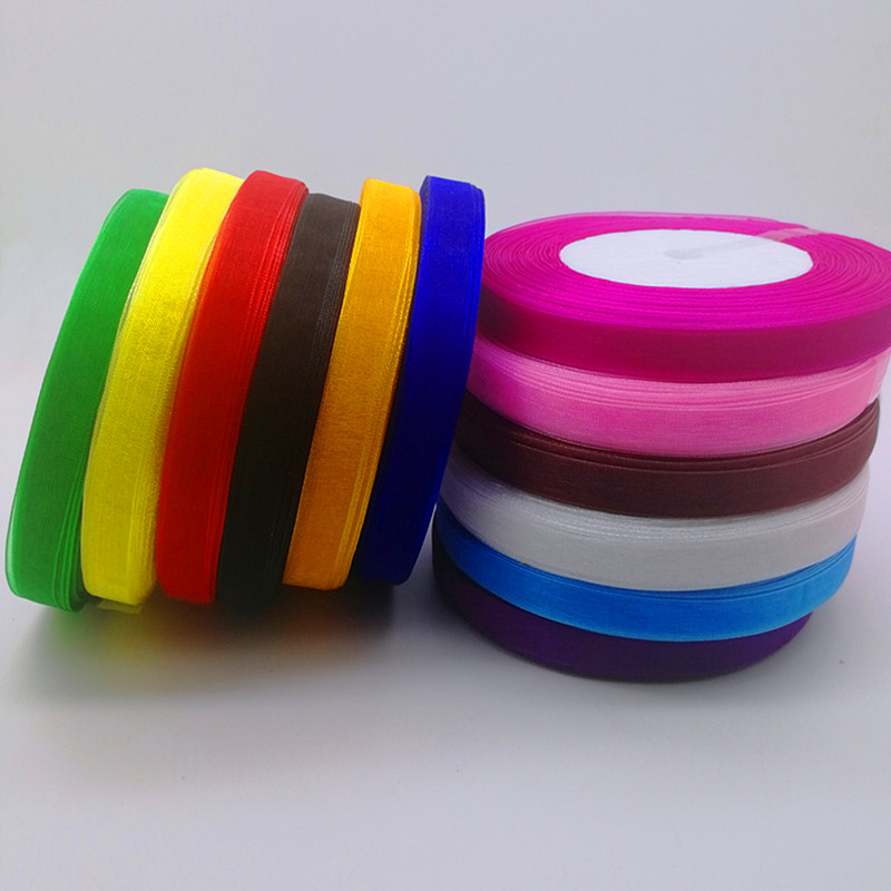 Hot 10mm 50Yards Spool Satin E - مراجعة Organza Ribbon Spool وسعره