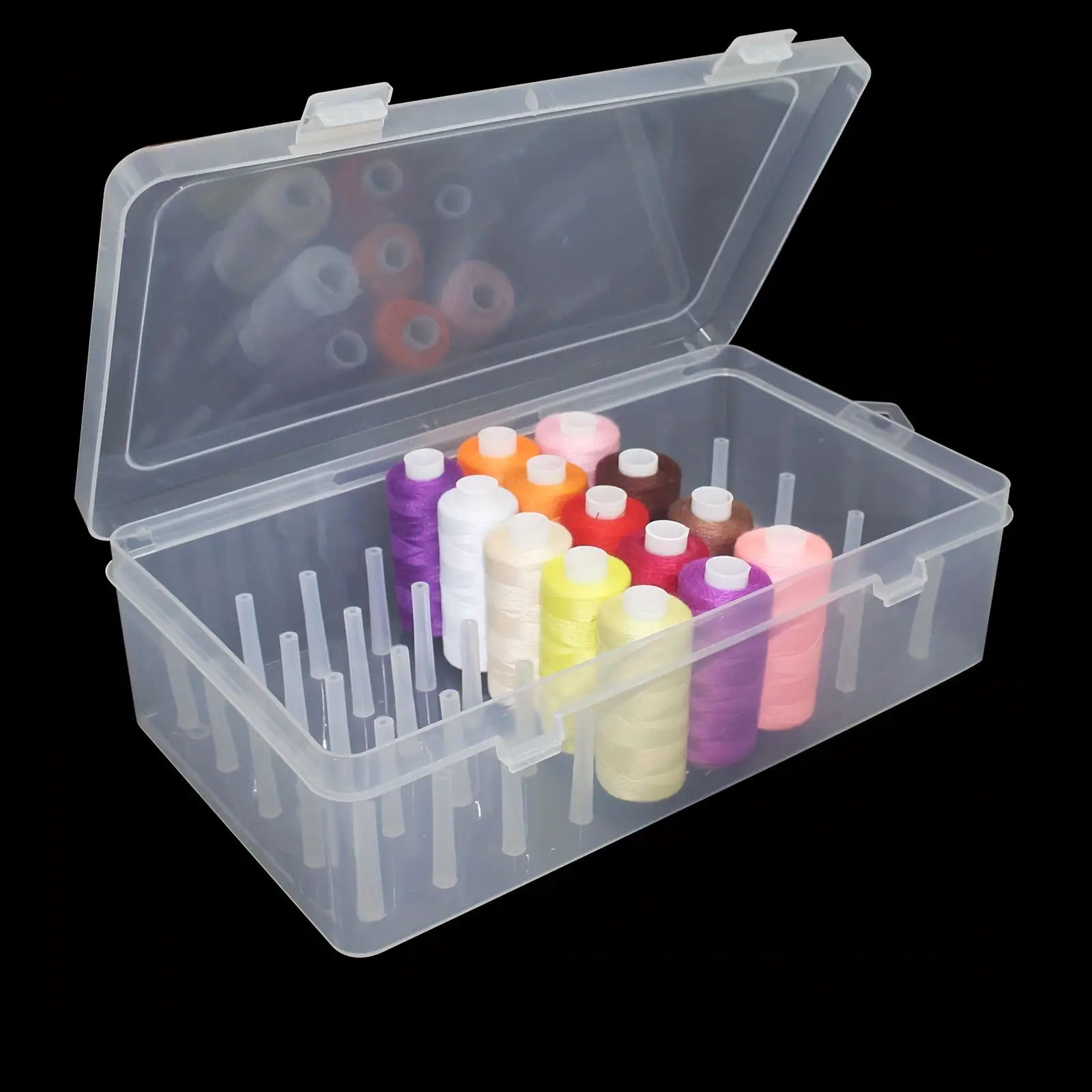 Clear Plastic Sewing Thread St - مراجعة Craft Embellishment Storage وسعره
