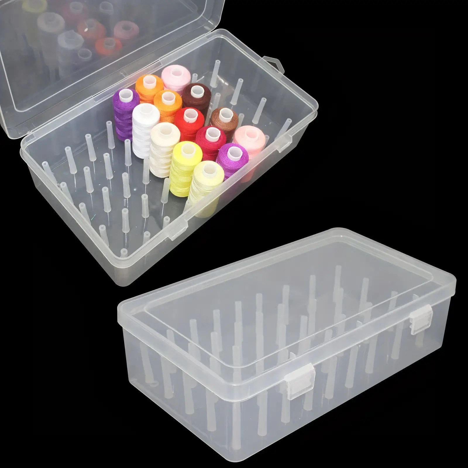 Clear Plastic Sewing Thread St - مراجعة Craft Embellishment Storage وسعره