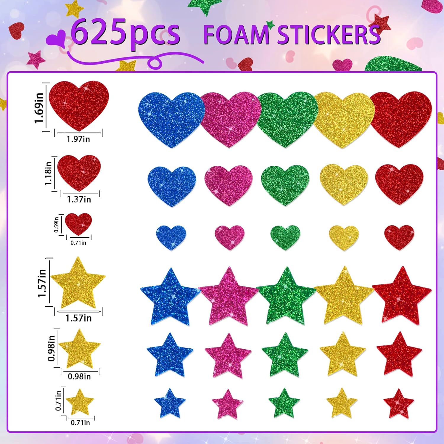 625Pcs Glitter Heart Foam Stic - مراجعة Glitter Vinyl Roll وسعره