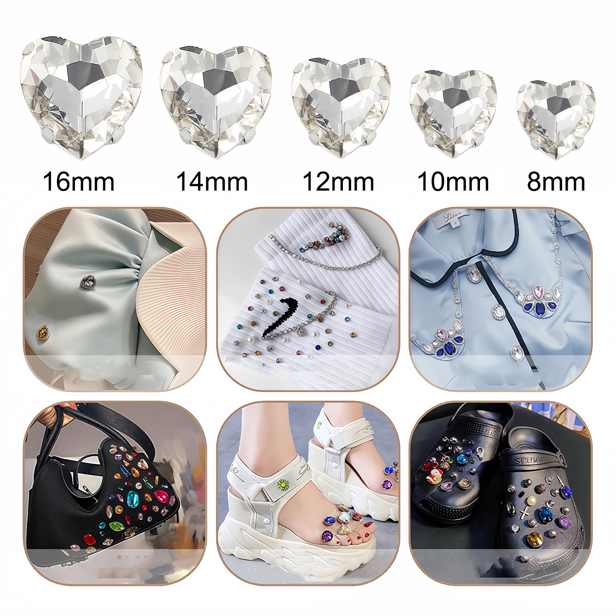 Heart Shape Glass Rhinestones  - مراجعة Sew On Rhinestone وسعره