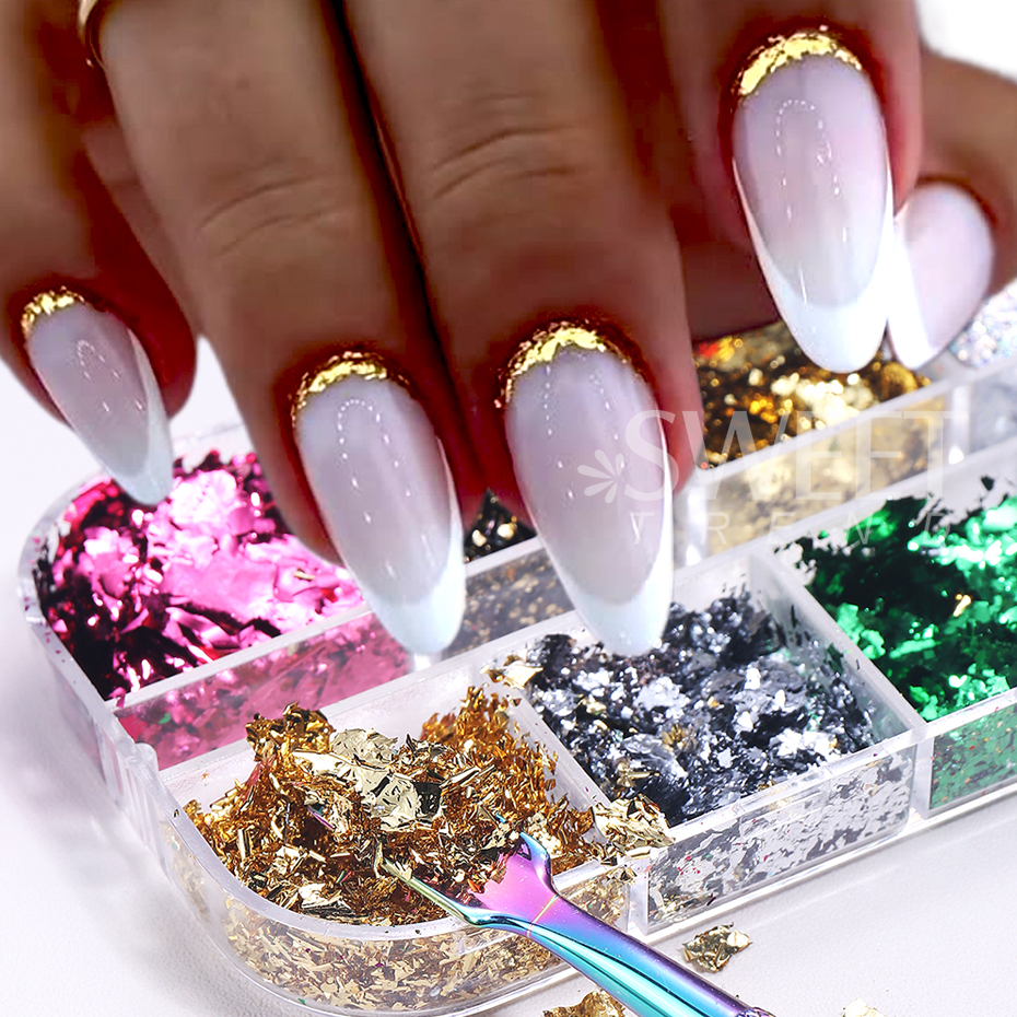 12 Grids Golden Foils Nails Gl - مراجعة Glitter Vinyl Roll وسعره