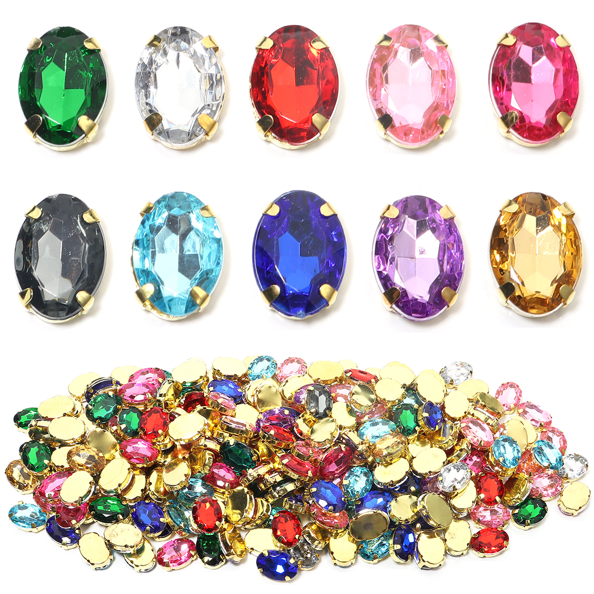 50pcs Gold Color Stainless Ste - مراجعة Sew On Rhinestone وسعره