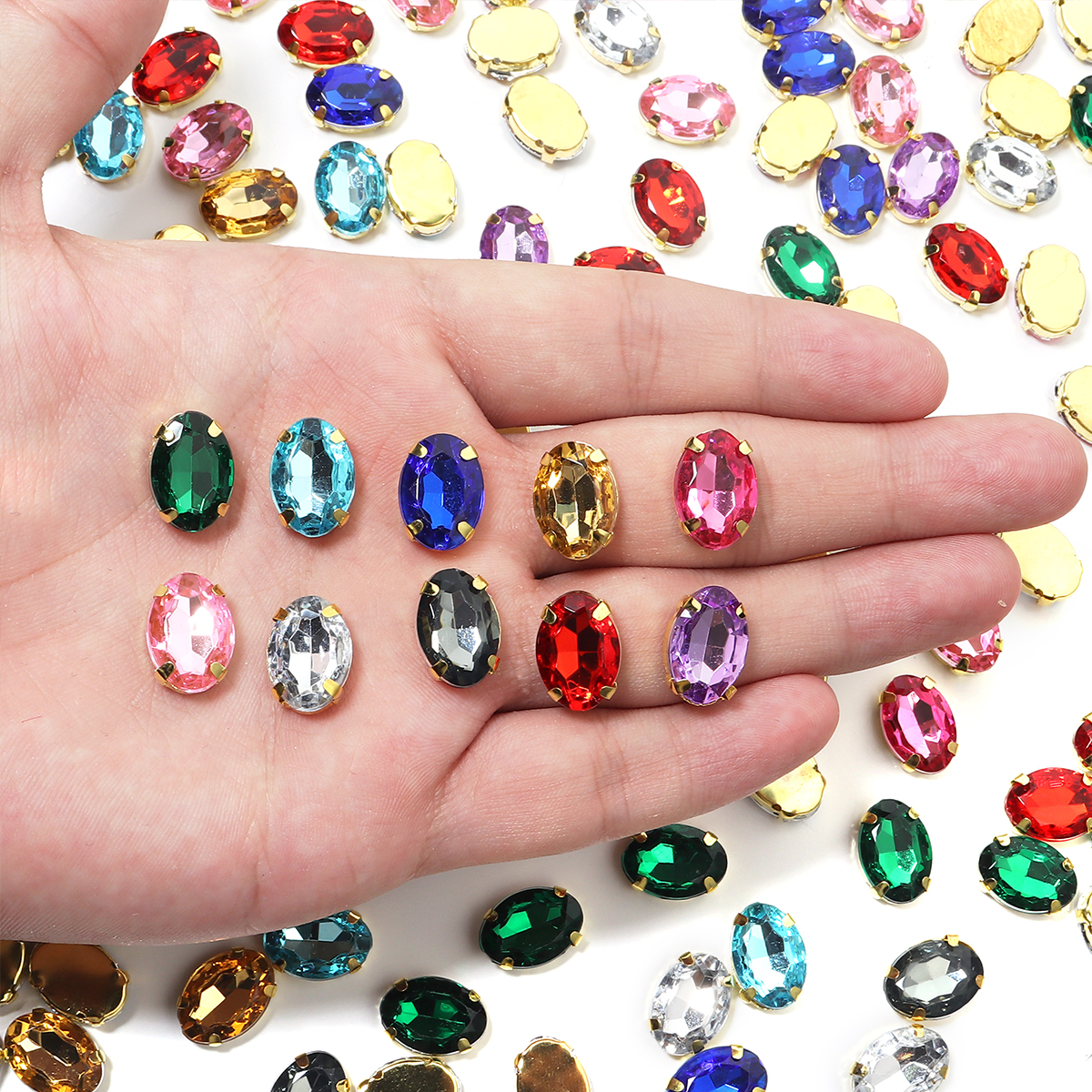 50pcs Gold Color Stainless Ste - مراجعة Sew On Rhinestone وسعره