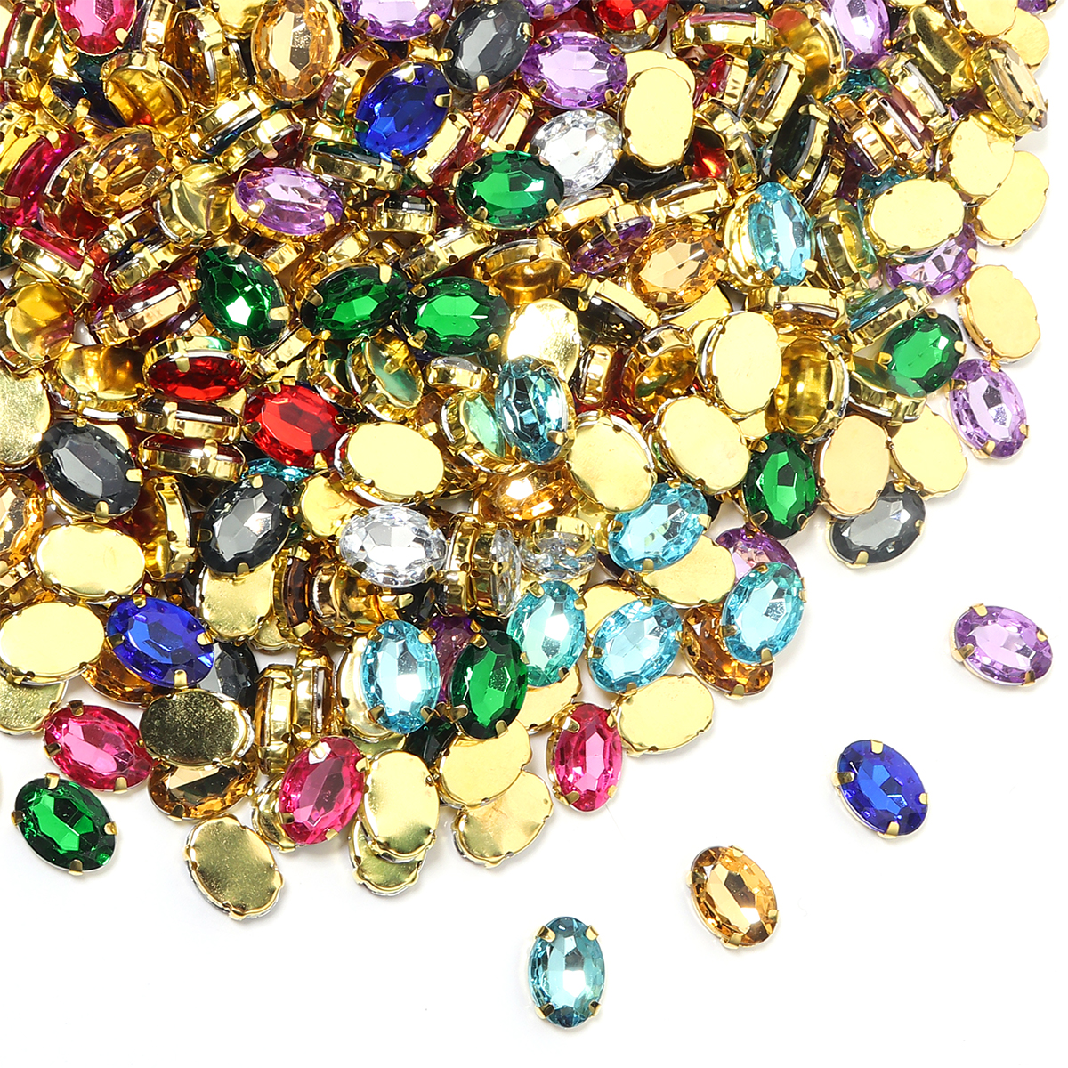 50pcs Gold Color Stainless Ste - مراجعة Sew On Rhinestone وسعره