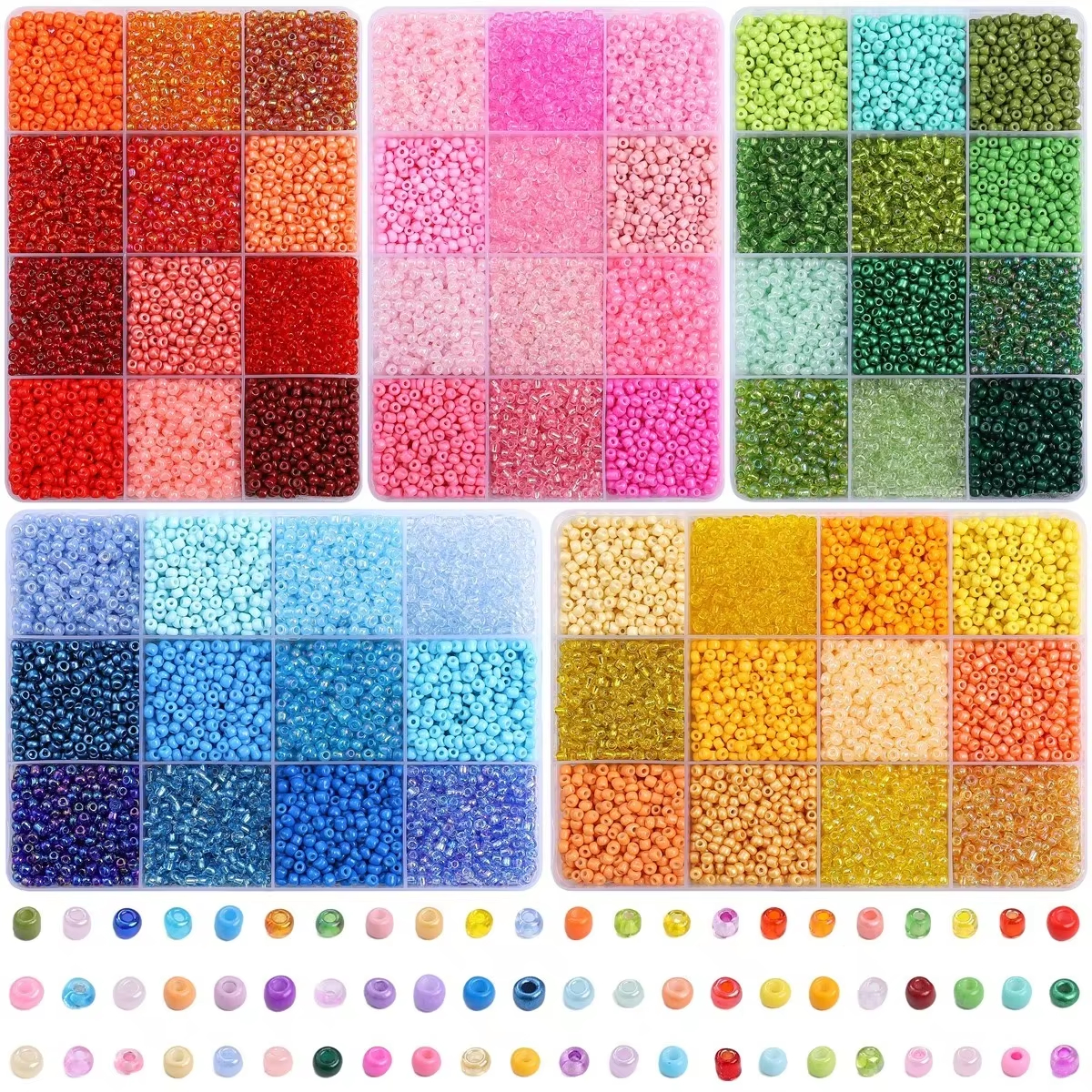 3600pcs 3mm Glass Seed Beads,  - مراجعة Craft Embellishment Storage وسعره