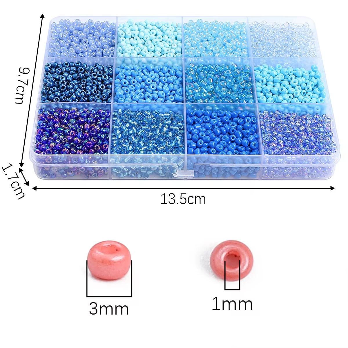 3600pcs 3mm Glass Seed Beads,  - مراجعة Craft Embellishment Storage وسعره
