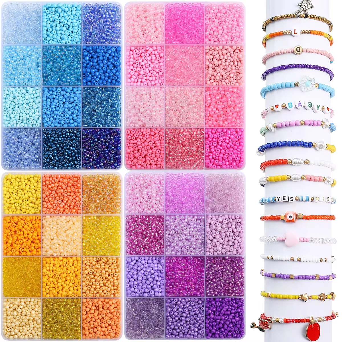 3600pcs 3mm Glass Seed Beads,  - مراجعة Craft Embellishment Storage وسعره