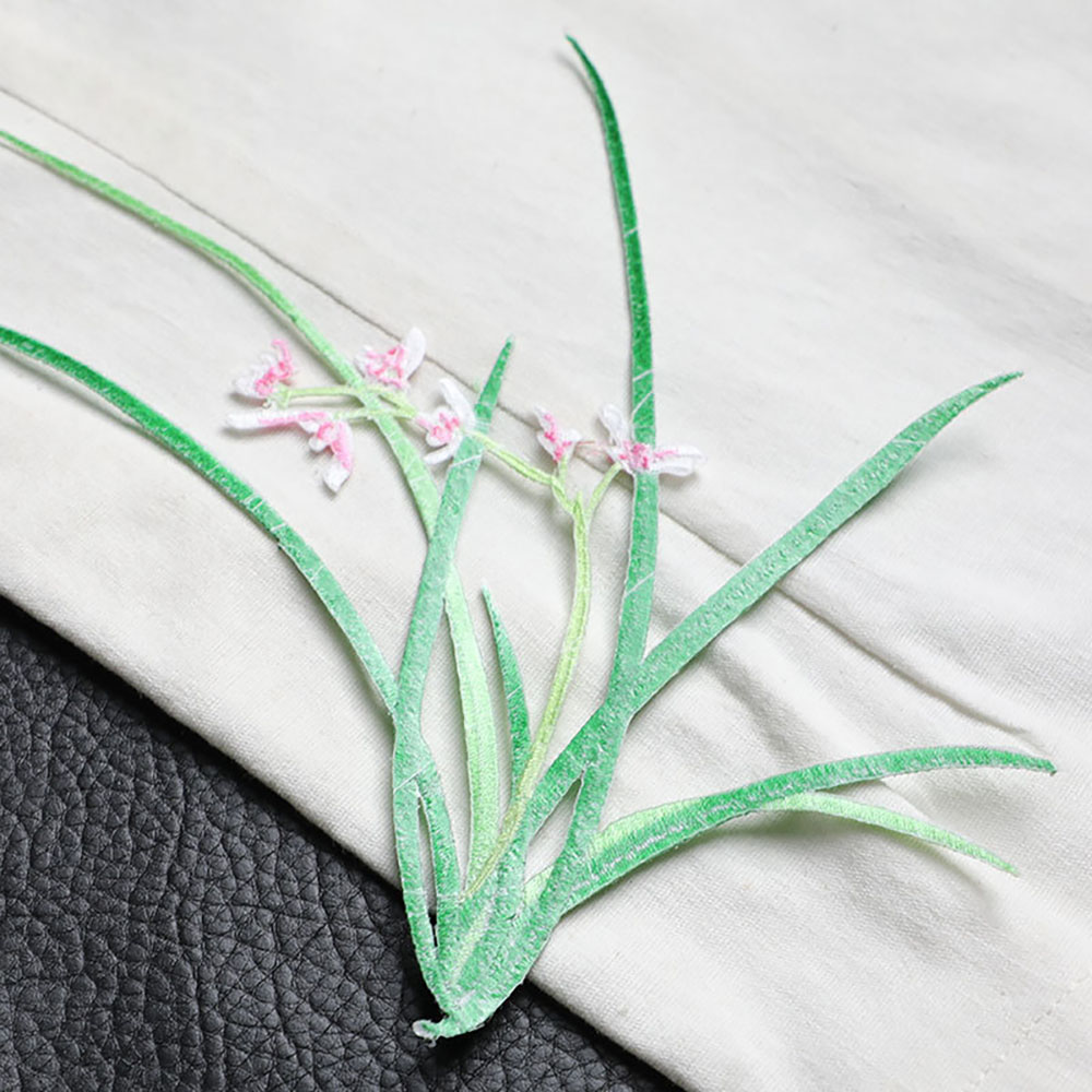 1 Piece 20CM X 18CM Orchid Emb - مراجعة Applique Patch Flower وسعره