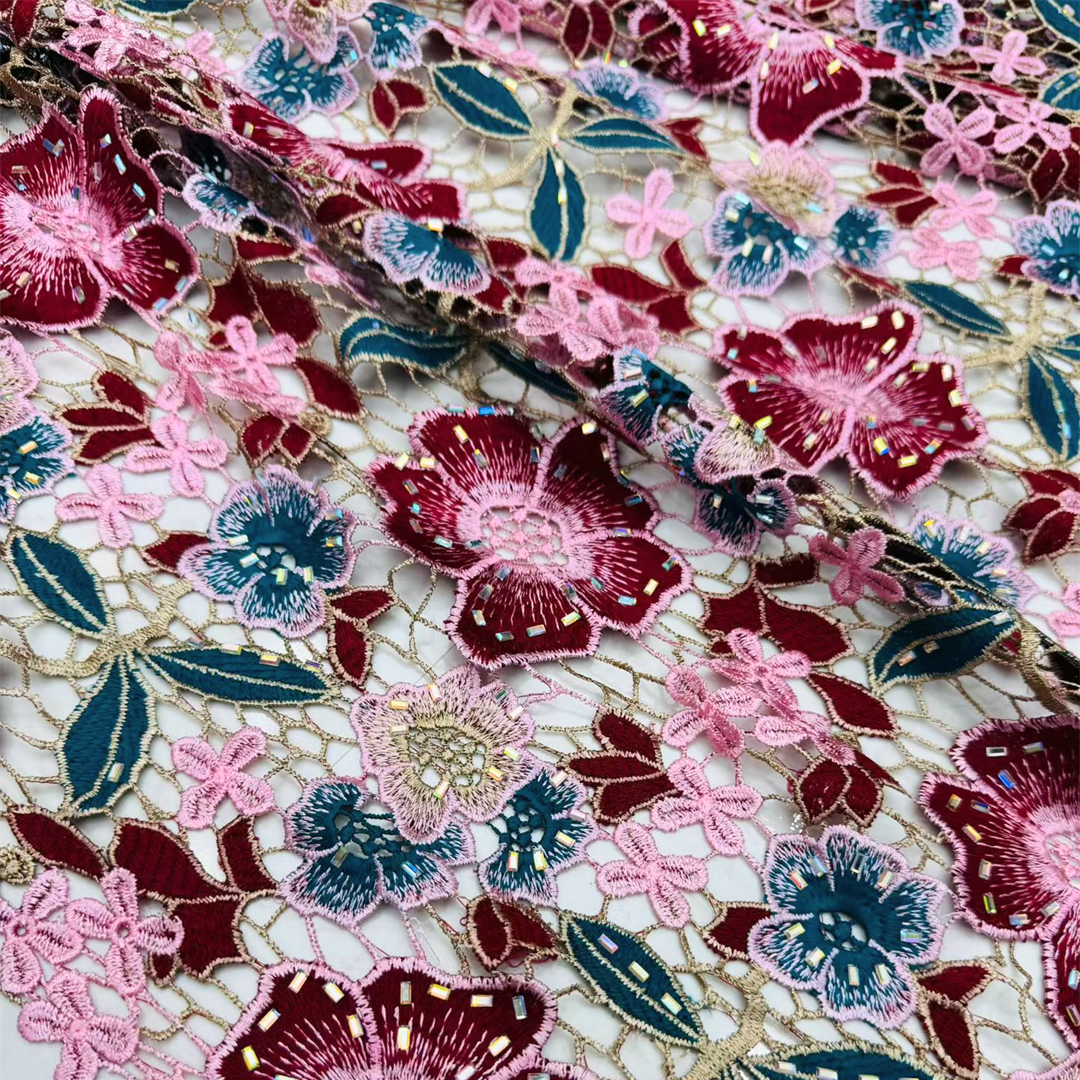 Elegant Guipure Cord Lace Fabr - مراجعة Sew On Rhinestone وسعره
