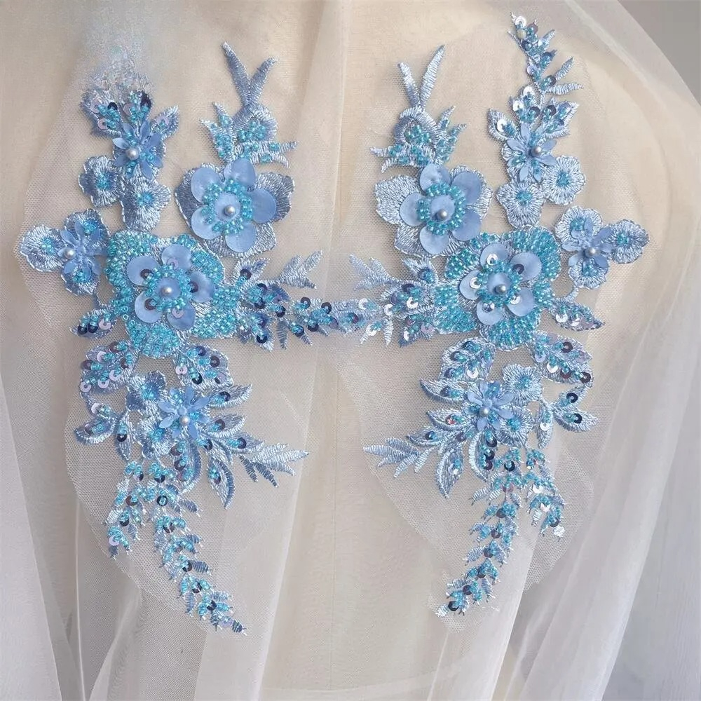 2PCS/1Pair New 12 Colors Sequi - مراجعة Applique Patch Flower وسعره