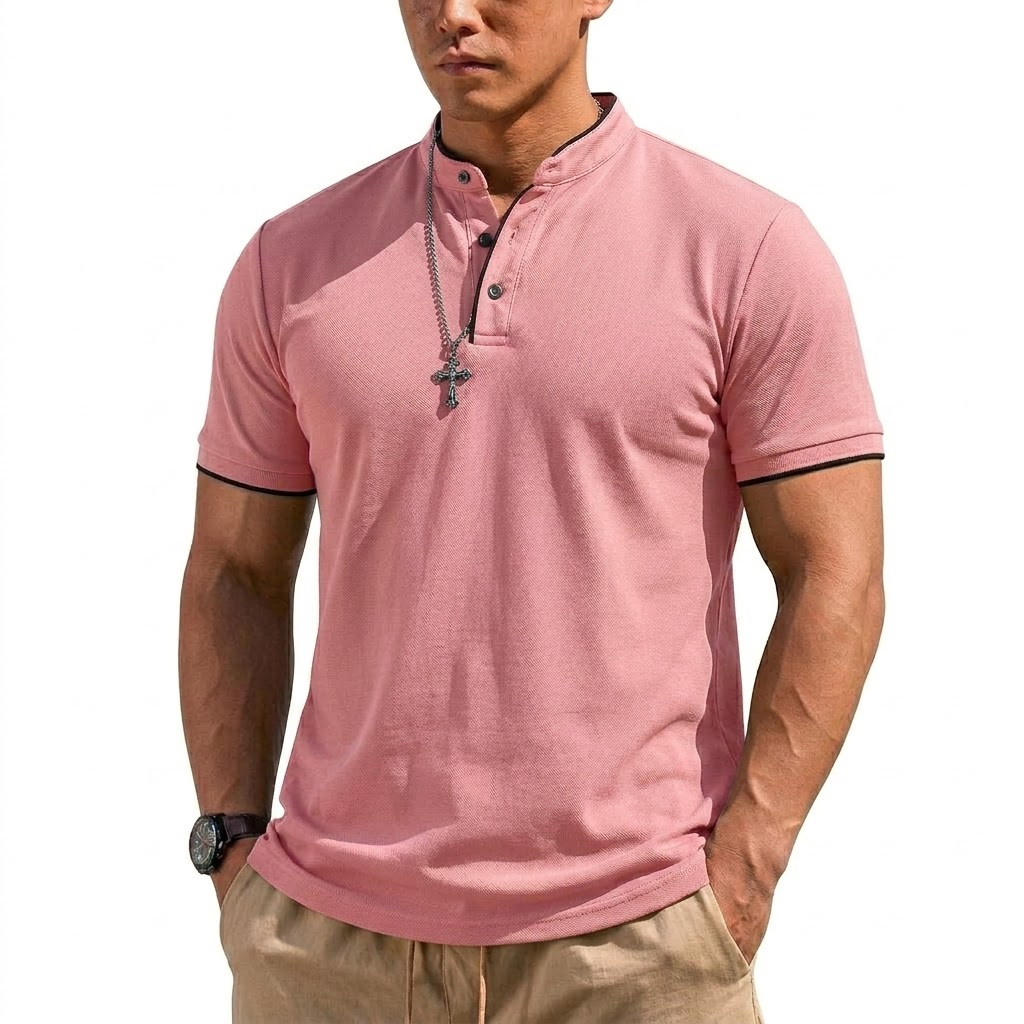 Summer Short Sleeve Henley Shi - مراجعة Embellish Knit وسعره