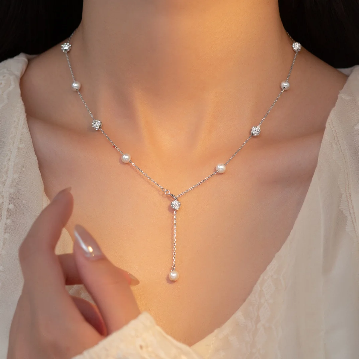 TrustDavis Real 925 Sterling S - مراجعة Pearl Trim Chain وسعره