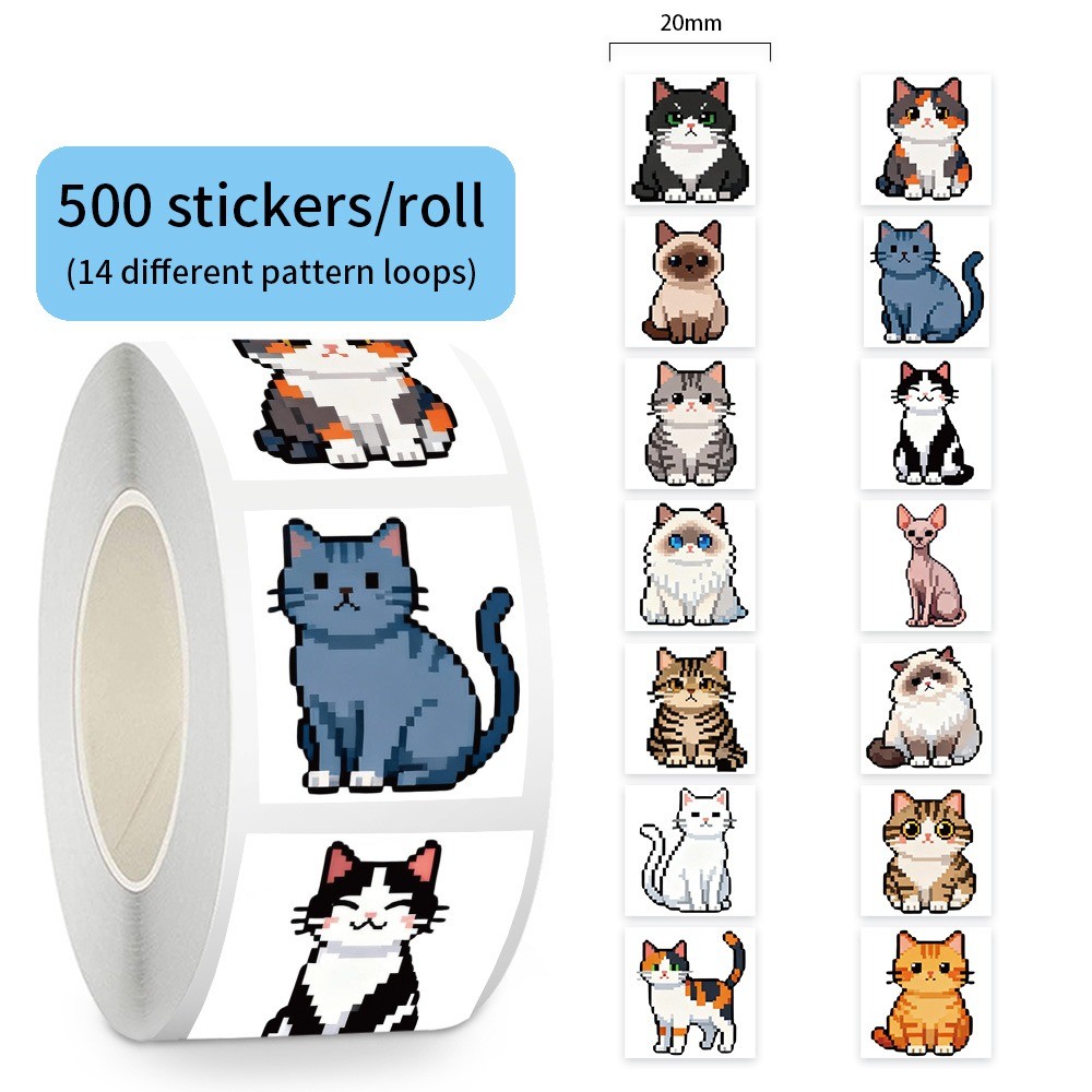 500 Pcs/Roll Cute Pixel Cat St - مراجعة Craft Embellishment World وسعره