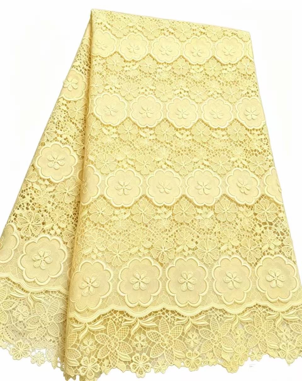 African Guipure Cord Lace Fabr - مراجعة Sew On Rhinestone وسعره