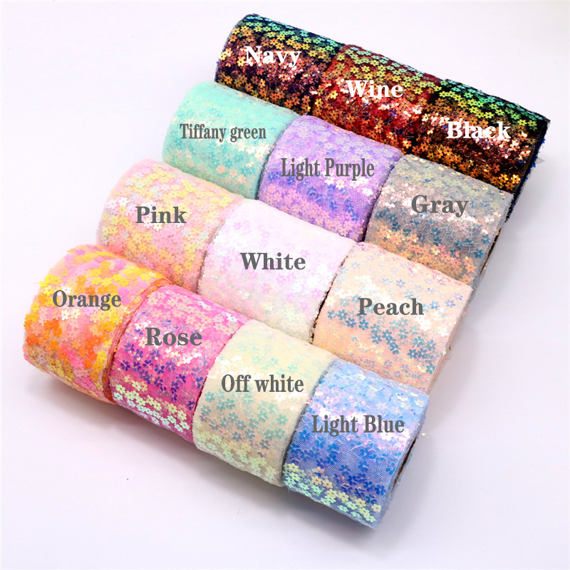 8cm 10cm 10 Yards Glitter Sequ - مراجعة Organza Ribbon Spool وسعره