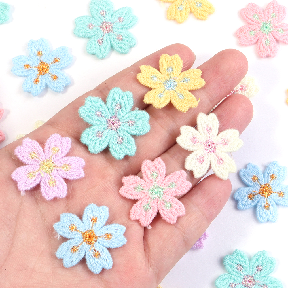 20pcs/lot Colorful 2.4cm Embro - مراجعة Applique Patch Flower وسعره