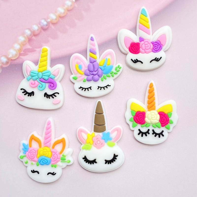 12pcs Cute Mini Unicorn head P - مراجعة Embellishment Glue Craft وسعره