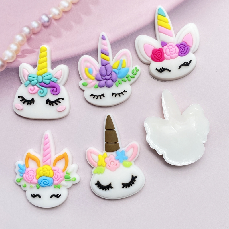 12pcs Cute Mini Unicorn head P - مراجعة Embellishment Glue Craft وسعره