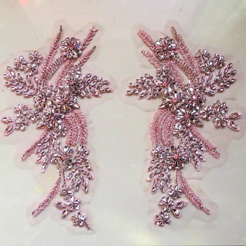 Beaded floral appliqués, hand- - مراجعة Sew On Rhinestone وسعره