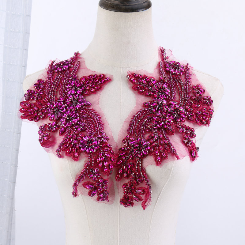 Beaded floral appliqués, hand- - مراجعة Sew On Rhinestone وسعره