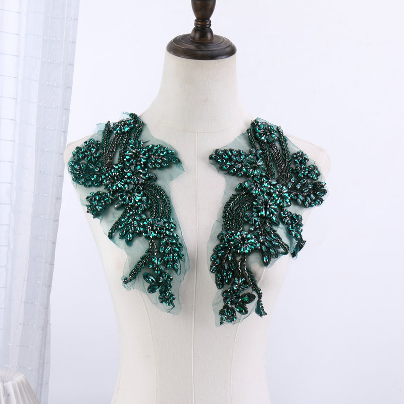 Beaded floral appliqués, hand- - مراجعة Sew On Rhinestone وسعره