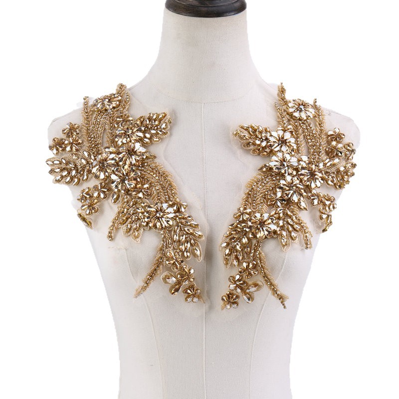 Beaded floral appliqués, hand- - مراجعة Sew On Rhinestone وسعره